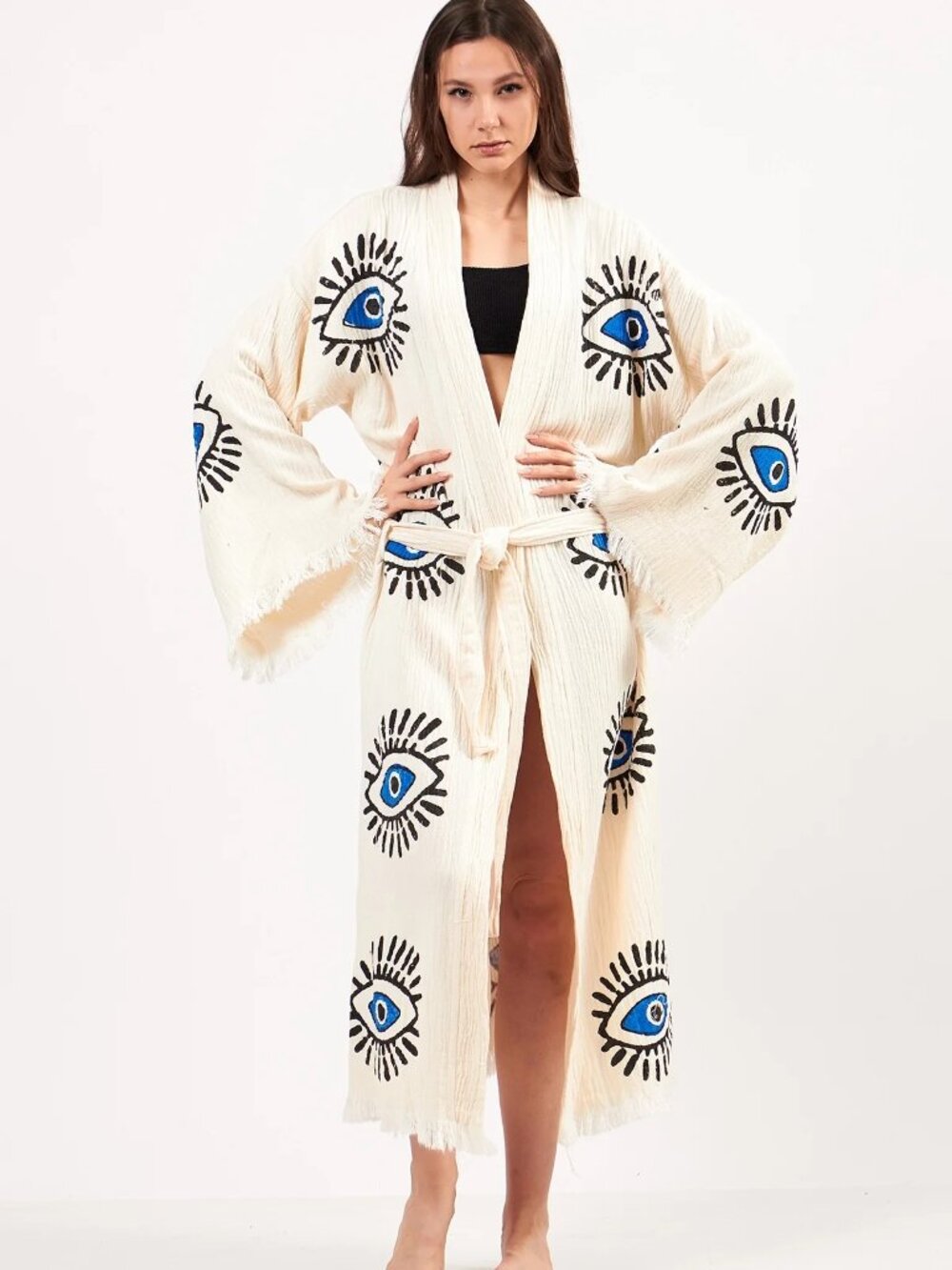 Sunset Eye White Kimono/Robe (Size S-L)